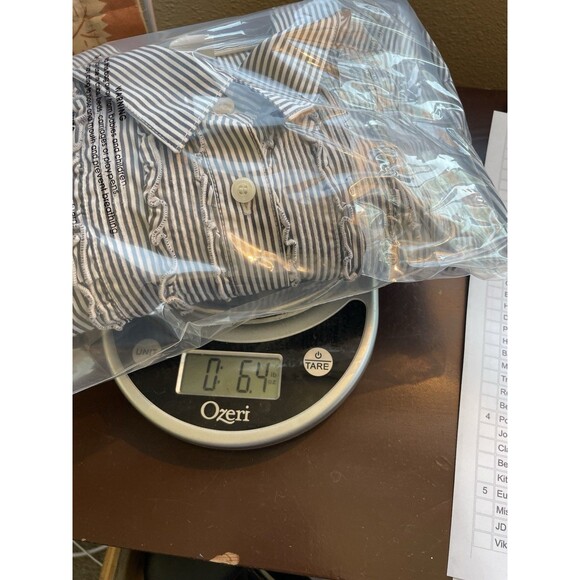 J.Crew Women’s Blue Striped Preppy Tuxedo Ruffle Front Button Down Shirt Blouse - Picture 10 of 10